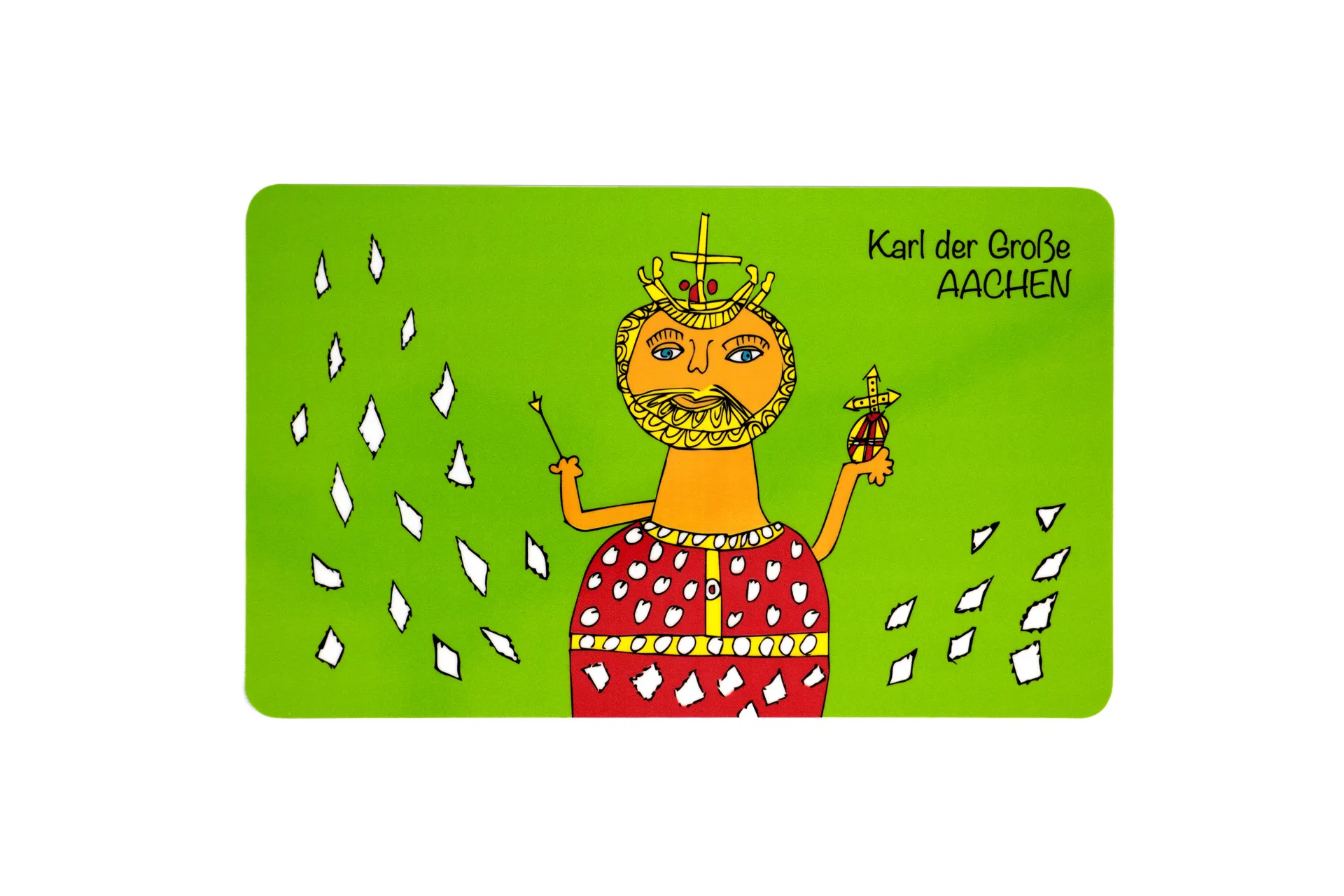 Glänzendes Frühstücksbrett in grün und Karl‑der‑Große-Motiv auf Melamin‑Schichtstoffplatte Glänzendes Frühstücksbrett in grün und Karl‑der‑Große-Motiv auf Melamin‑Schichtstoffplatte