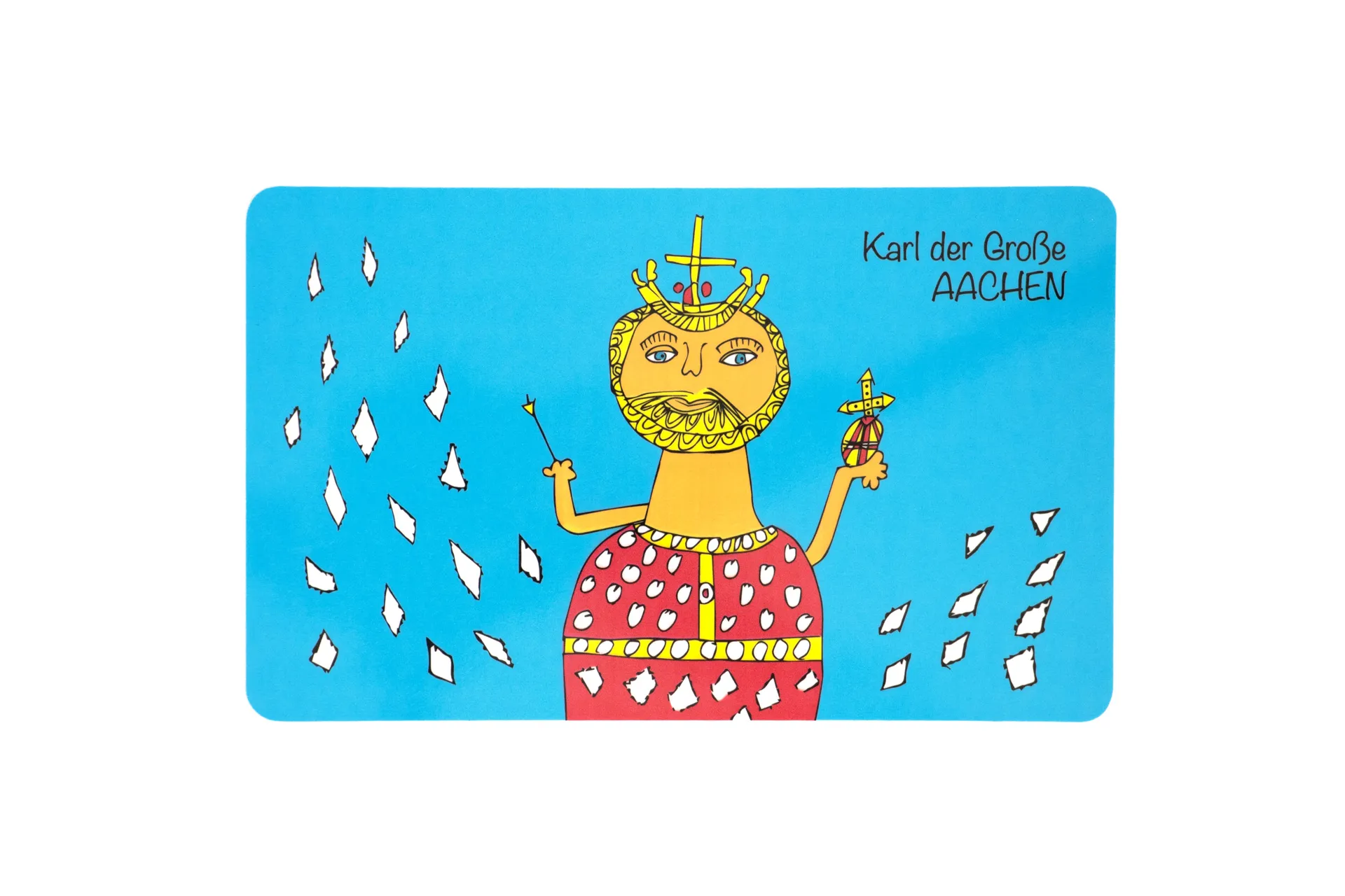 Glänzendes Frühstücksbrett in blau und Karl‑der‑Große-Motiv auf Melamin‑Schichtstoffplatte Glänzendes Frühstücksbrett in blau und Karl‑der‑Große-Motiv auf Melamin‑Schichtstoffplatte