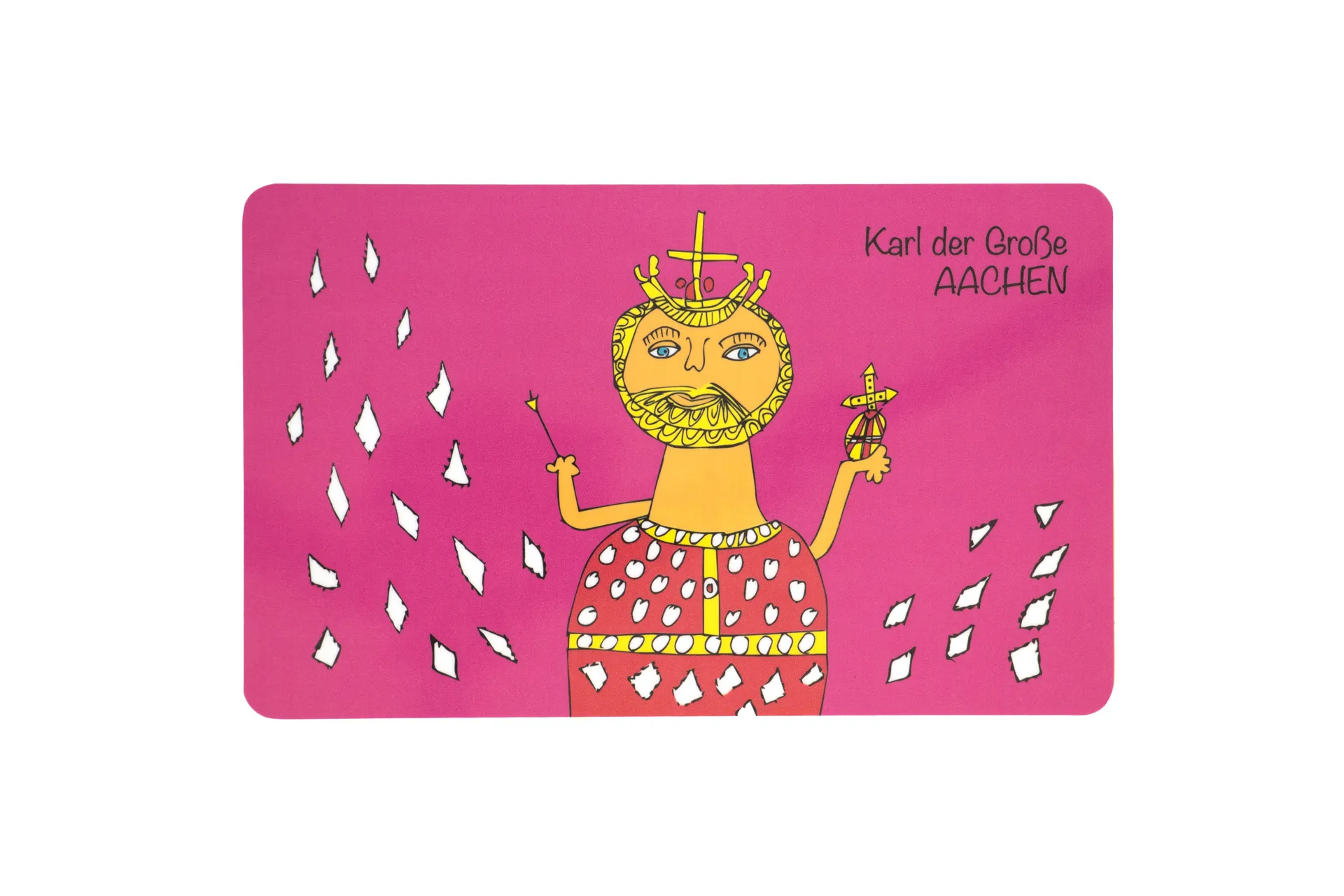 Glänzendes Frühstücksbrett in pink und Karl‑der‑Große-Motiv auf Melamin‑Schichtstoffplatte