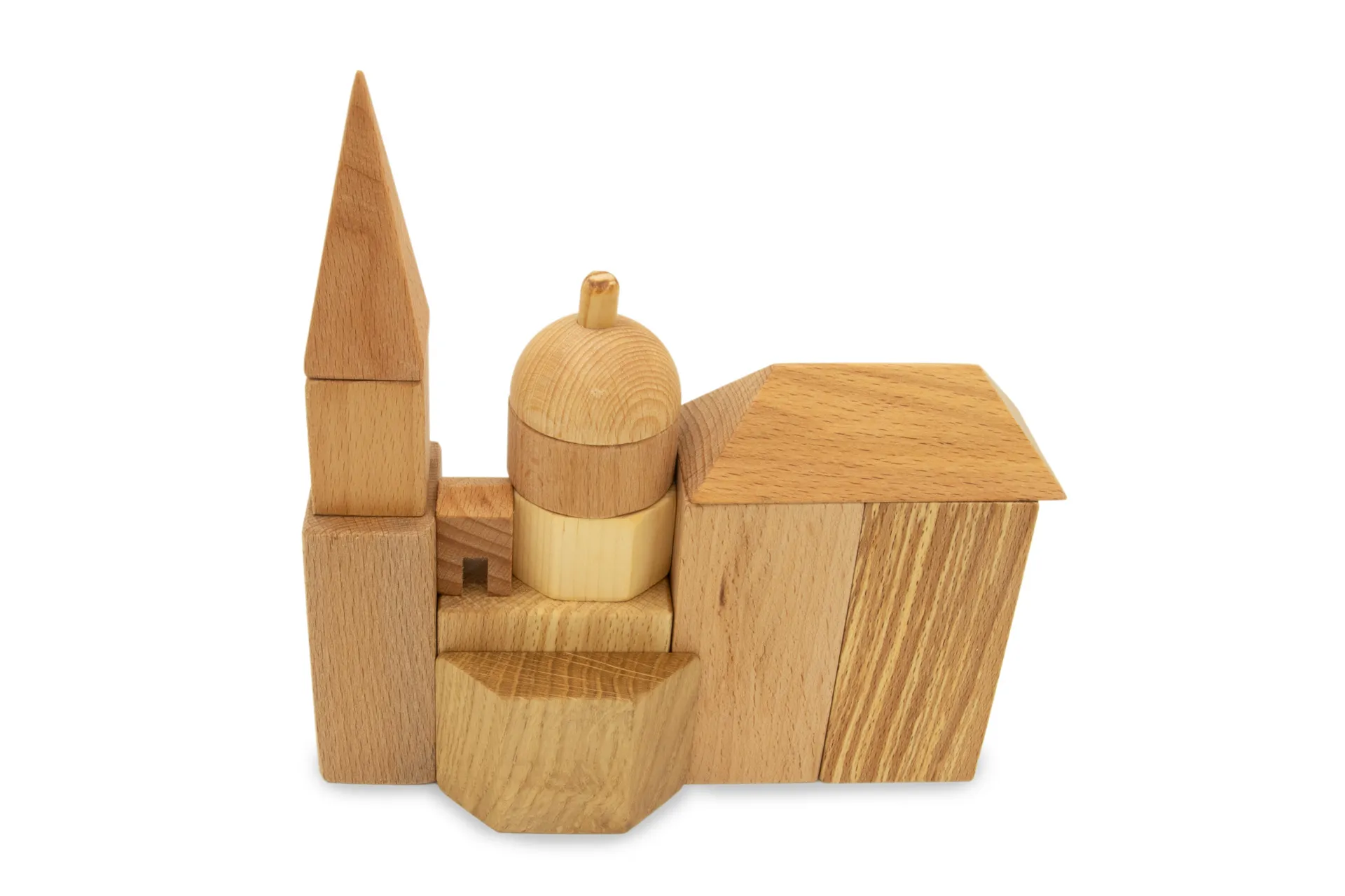 Holzspielzeug‑Set – Klaubötze mit Bauklötzen zum Zusammensetzen des Aachener Doms oder andere kreative Formen, inklusive Holzbox mit Einschiebedeckel, aus den Lebenshilfe Aachen Werkstätten, Made in Germany