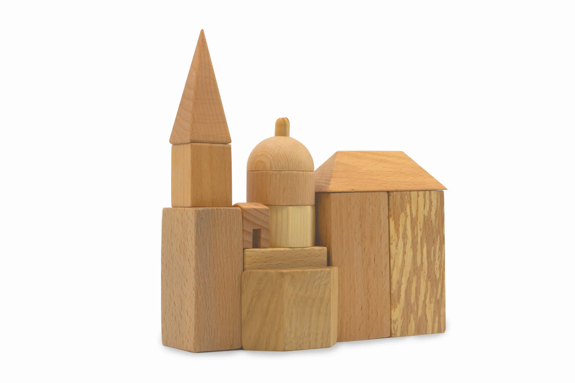 Holzspielzeug‑Set – Klaubötze mit Bauklötzen zum Zusammensetzen des Aachener Doms oder andere kreative Formen, inklusive Holzbox mit Einschiebedeckel, aus den Lebenshilfe Aachen Werkstätten, Made in Germany