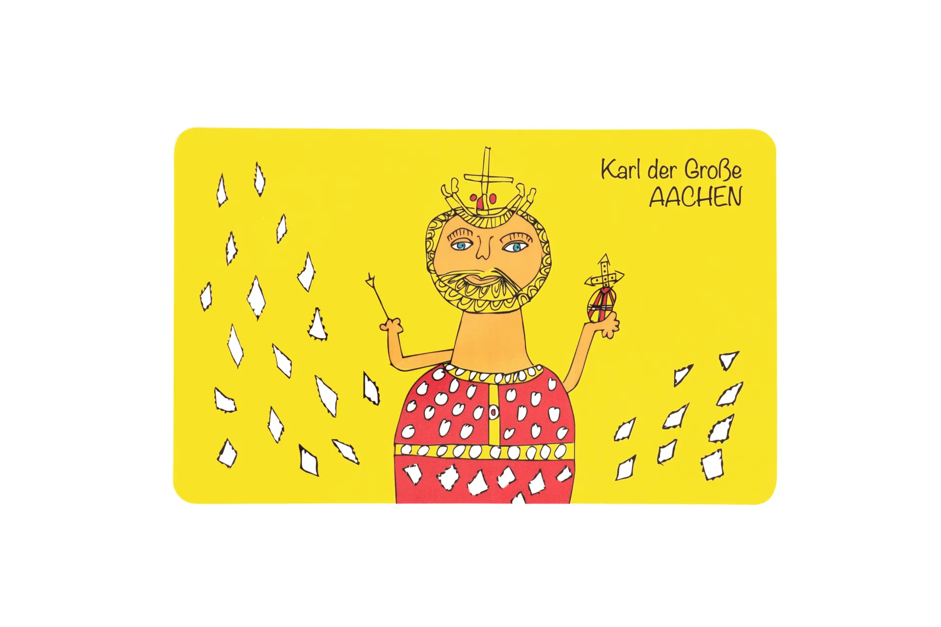 Glänzendes Frühstücksbrett in gelb und Karl‑der‑Große-Motiv auf Melamin‑Schichtstoffplatte Glänzendes Frühstücksbrett in gelb und Karl‑der‑Große-Motiv auf Melamin‑Schichtstoffplatte