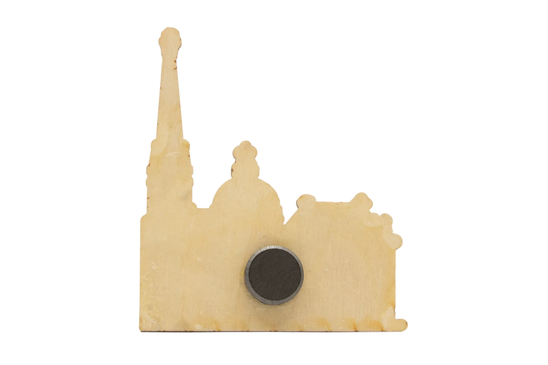 Holzmagnet in Form des Aachener Doms, gesägt und farbig lackiert, aus einem stabilen, aber leichten Holz gefertigt, in Farbe grün