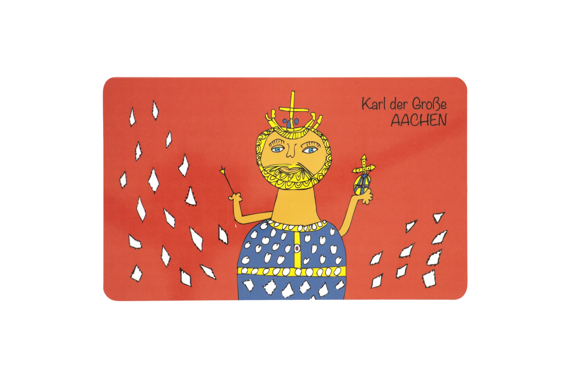 Glänzendes Frühstücksbrett in rot und Karl‑der‑Große-Motiv auf Melamin‑Schichtstoffplatte