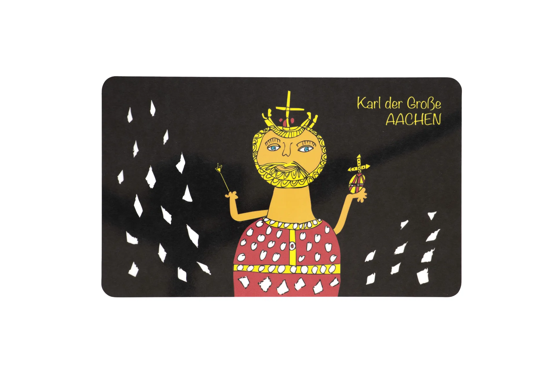 Glänzendes Frühstücksbrett in schwarz und Karl‑der‑Große-Motiv auf Melamin‑Schichtstoffplatte Glänzendes Frühstücksbrett in schwarz und Karl‑der‑Große-Motiv auf Melamin‑Schichtstoffplatte