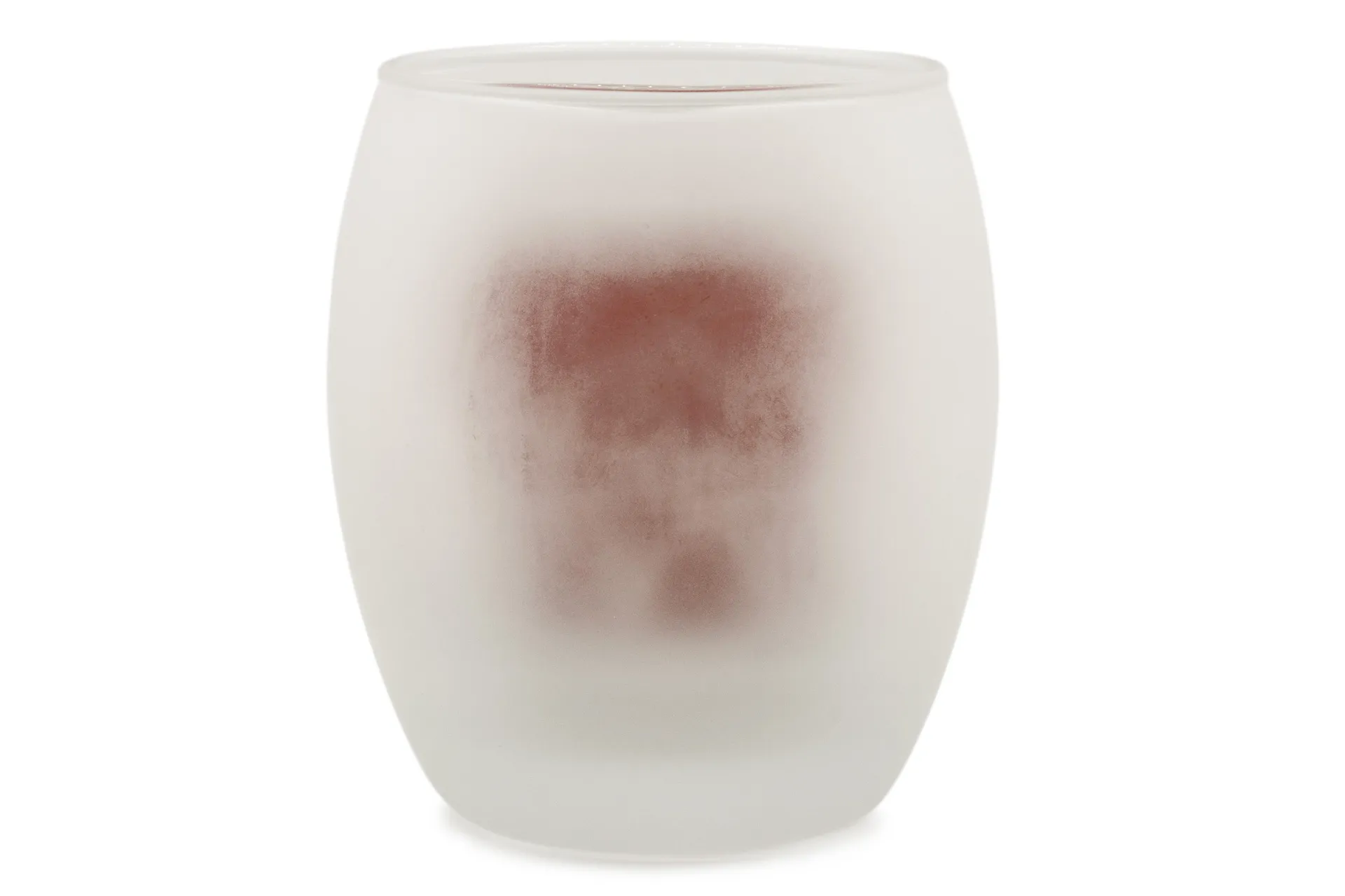 Ovales Windlicht aus Glas mit milchig-mattweißem Außendekor und rotem Innenteil (2-teilig) – mit Aachener Motivdesign, ideal für stimmungsvolle Lichtakzente