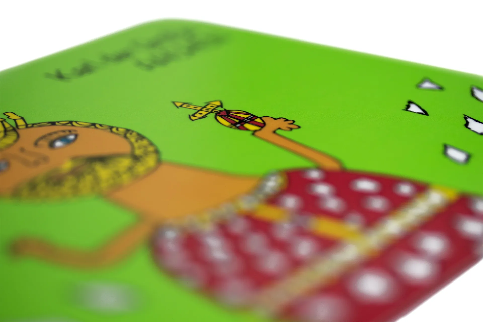Glänzendes Frühstücksbrett in grün und Karl‑der‑Große-Motiv auf Melamin‑Schichtstoffplatte Glänzendes Frühstücksbrett in grün und Karl‑der‑Große-Motiv auf Melamin‑Schichtstoffplatte